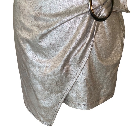 Zara Metallic Silver Wrap Buckle Ruched Mini Skirt - S - Picture 7 of 15
